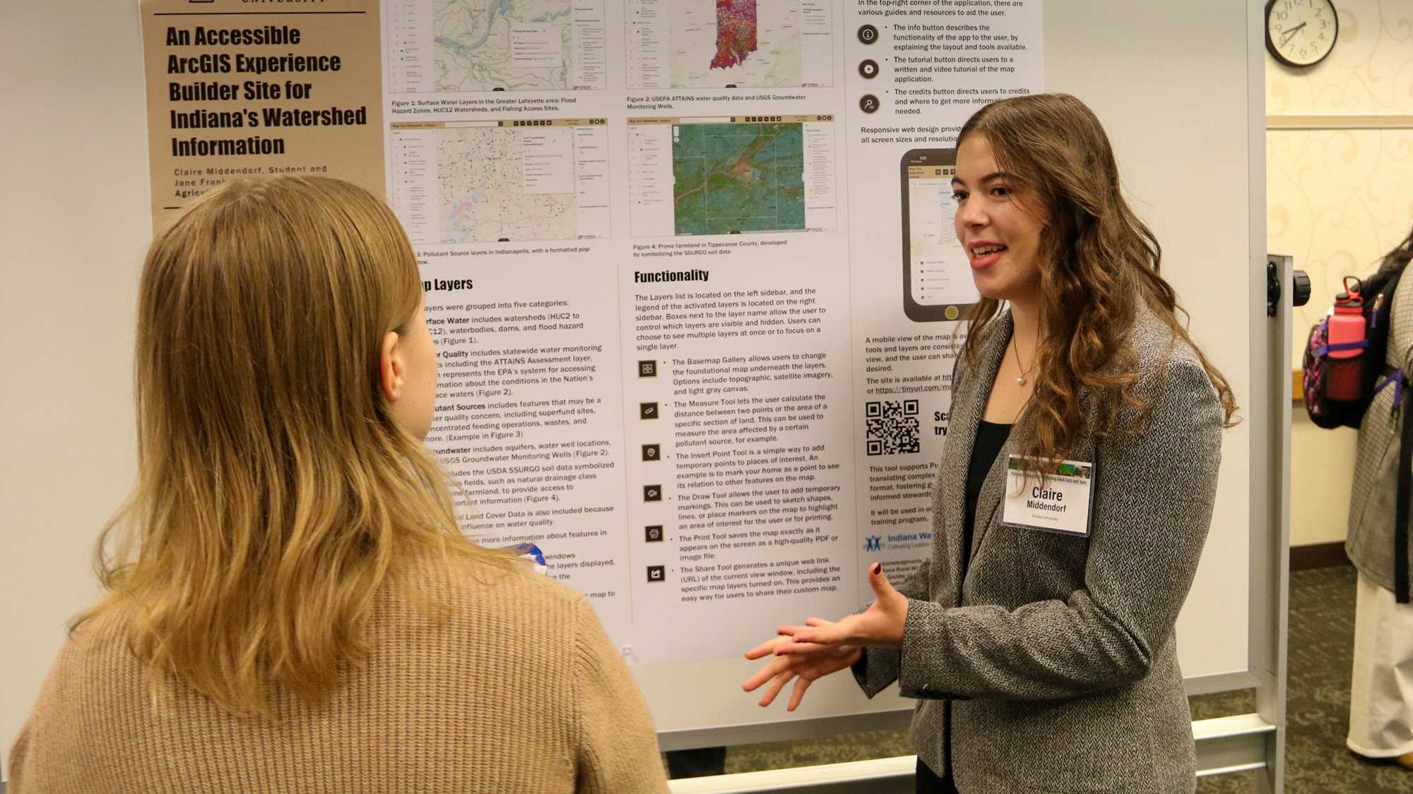 Claire Meddnedorf, undergraduate student speaking on her poster titled 